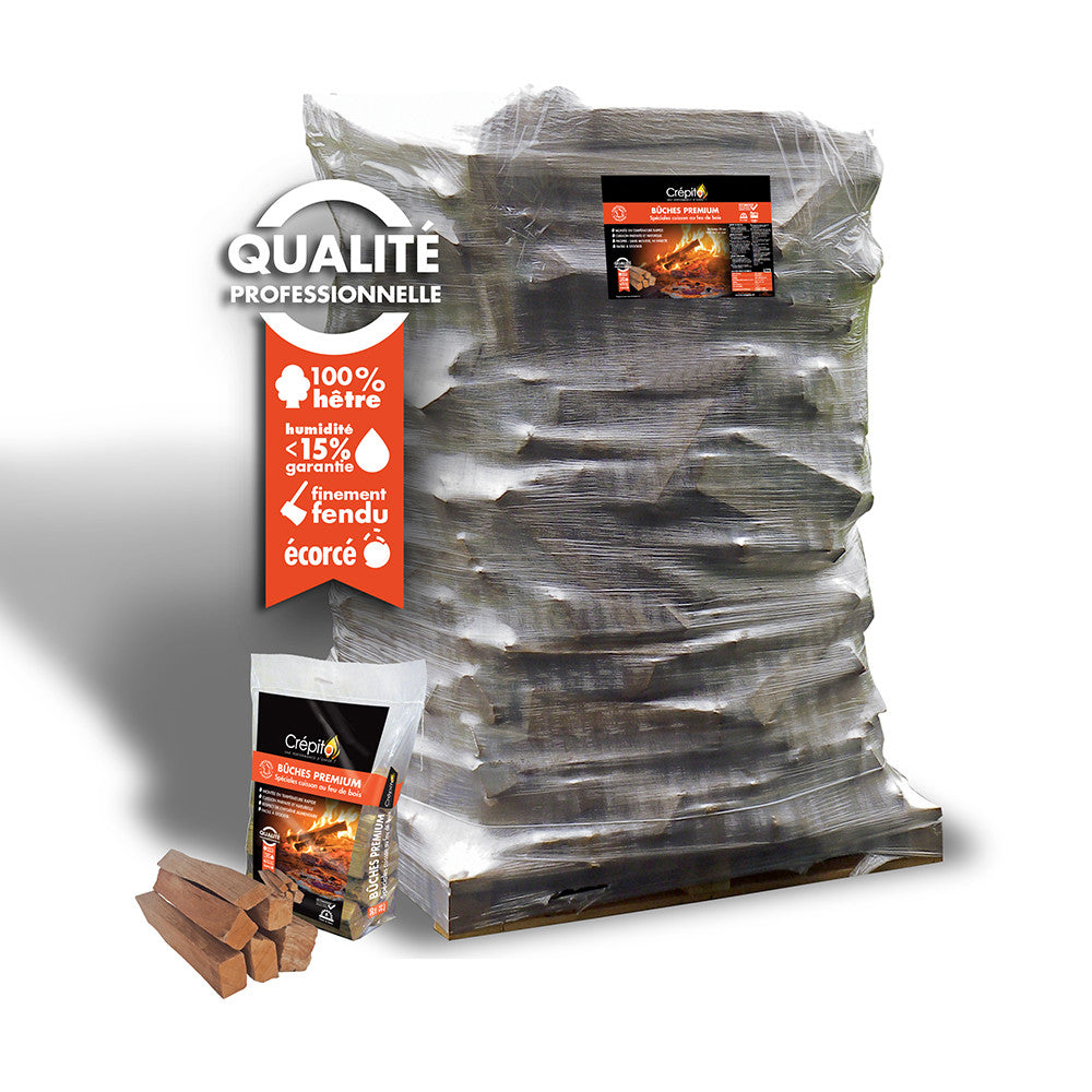 Palette Crépito de bûches de hêtre spéciales cuisson au feu de bois
