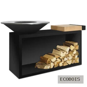 Plancha à bûches OFYR ISLAND BLACK 85 BOIS DE TECK