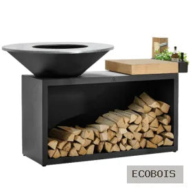 Plancha à bûches OFYR ISLAND BLACK 100 BOIS DE TECK